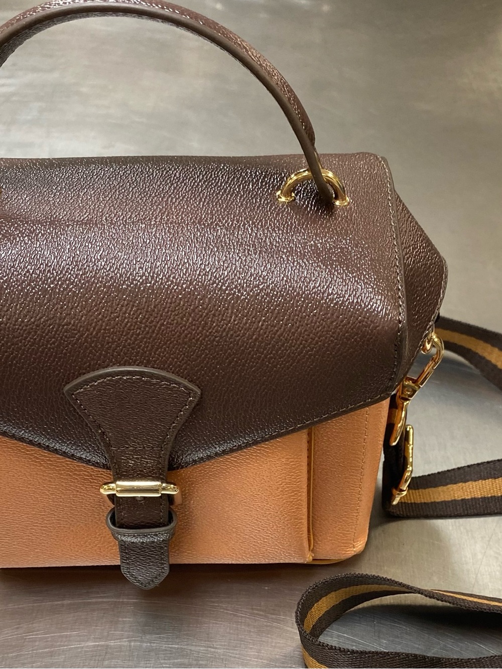 Leather Camera Bag - Brown & Tan - Unbranded